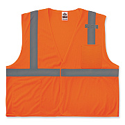 ergodyne GloWear 8210HL Class 2 Economy Mesh Hook and Loop Vest, Polyester, 2X-Large/3X-Large, Orange (EGO21017)