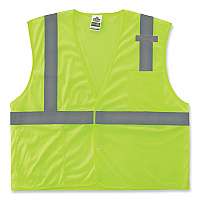 ergodyne GloWear 8210HL Class 2 Economy Mesh Hook and Loop Vest, Polyester, Small/Medium, Lime (EGO21023)