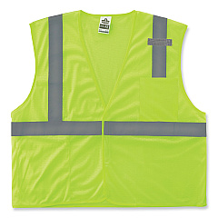 ergodyne GloWear 8210HL Class 2 Economy Mesh Hook and Loop Vest, Polyester, Small/Medium, Lime (EGO21023)