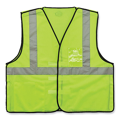 ergodyne GloWear 8216BA Class 2 Breakaway Mesh ID Holder Vest, Polyester, Large/X-Large, Lime (EGO21095)
