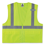 ergodyne GloWear 8220Z Class 2 Standard Mesh Zipper Vest, Polyester, 2X-Large/3X-Large, Lime (EGO21127)