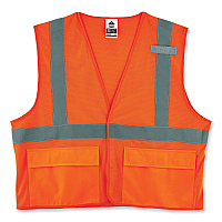 ergodyne GloWear 8220HL Class 2 Standard Mesh Hook and Loop Vest, Polyester, Small/Medium, Orange (EGO21133)