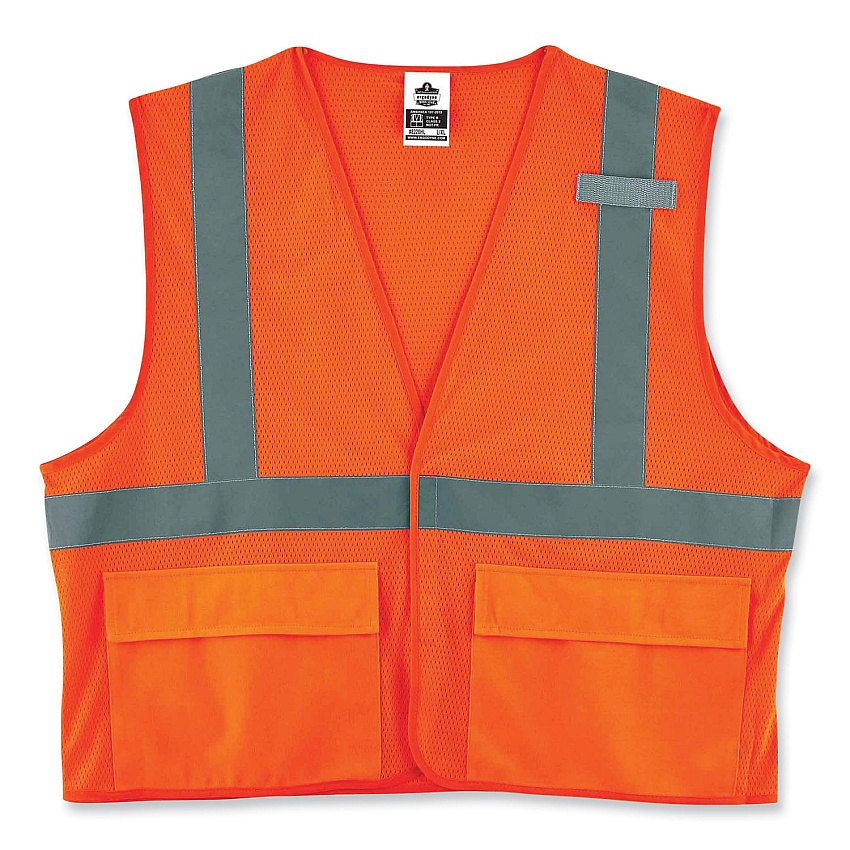 ergodyne GloWear 8220HL Class 2 Standard Mesh Hook and Loop Vest, Polyester, 2X-Large/3X-Large, Orange (EGO21137)