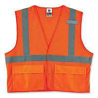 ergodyne GloWear 8220HL Class 2 Standard Mesh Hook and Loop Vest, Polyester, 4X-Large/5X-Large, Orange (EGO21139)