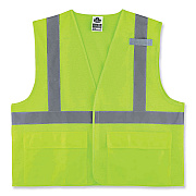 ergodyne GloWear 8220HL Class 2 Standard Mesh Hook and Loop Vest, Polyester, Small/Medium, Lime (EGO21143)