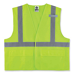 ergodyne GloWear 8220HL Class 2 Standard Mesh Hook and Loop Vest, Polyester, Small/Medium, Lime (EGO21143)