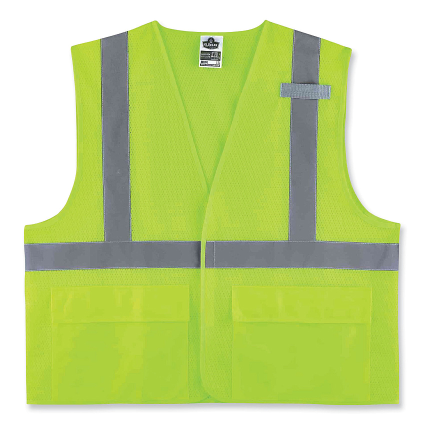 ergodyne GloWear 8220HL Class 2 Standard Mesh Hook and Loop Vest, Polyester, 2X-Large/3X-Large, Lime (EGO21147)