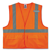 ergodyne GloWear 8225HL Class 2 Standard Solid Hook and Loop Vest, Polyester, Orange, Small/Medium (EGO21173)