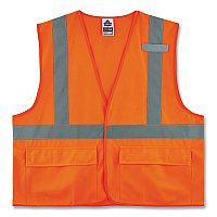 ergodyne GloWear 8225HL Class 2 Standard Solid Hook and Loop Vest, Polyester, Orange, Small/Medium (EGO21173)