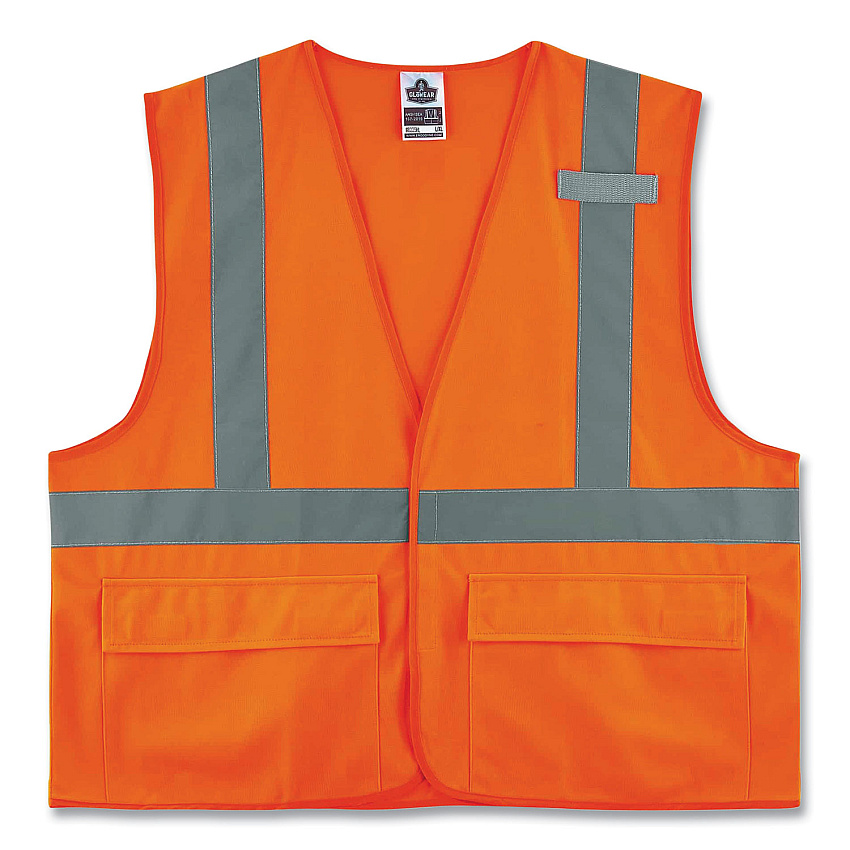ergodyne GloWear 8225HL Class 2 Standard Solid Hook and Loop Vest, Polyester, Orange, Small/Medium (EGO21173)