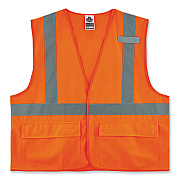 ergodyne GloWear 8225HL Class 2 Standard Solid Hook and Loop Vest, Polyester, Orange, Large/X-Large (EGO21175)