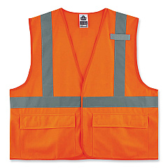 ergodyne GloWear 8225HL Class 2 Standard Solid Hook and Loop Vest, Polyester, Orange, Large/X-Large (EGO21175)