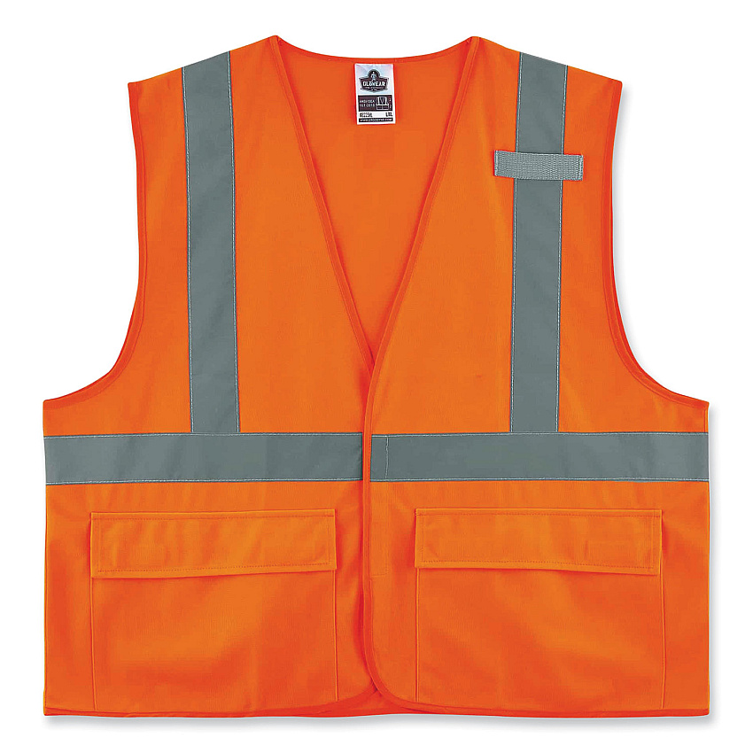 ergodyne GloWear 8225HL Class 2 Standard Solid Hook and Loop Vest, Polyester, Orange, Large/X-Large (EGO21175)
