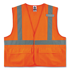 ergodyne GloWear 8225HL Class 2 Standard Solid Hook and Loop Vest, Polyester, Orange, 2X-Large/3X-Large (EGO21177)