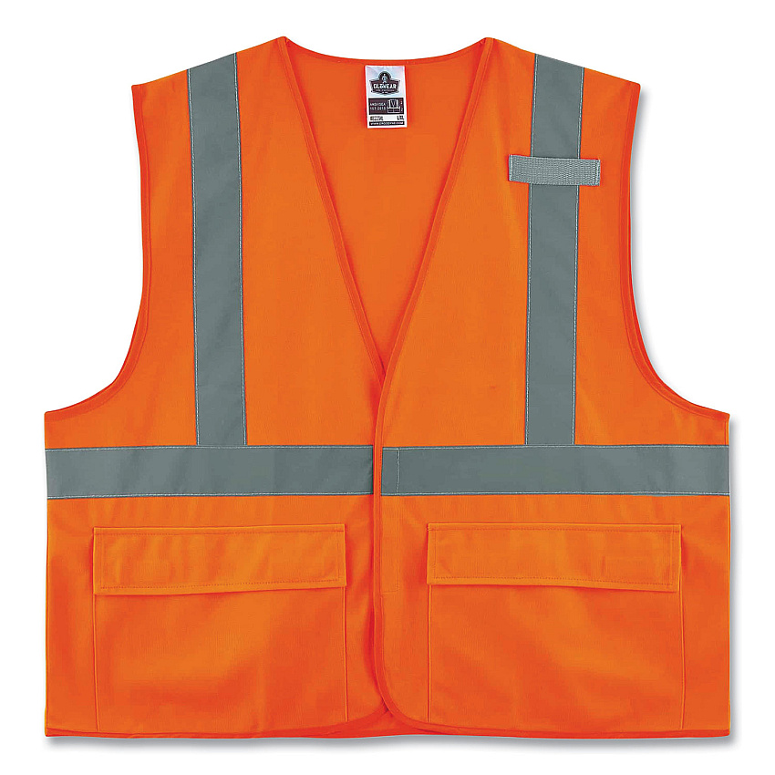 ergodyne GloWear 8225HL Class 2 Standard Solid Hook and Loop Vest, Polyester, Orange, 2X-Large/3X-Large (EGO21177)