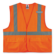 ergodyne GloWear 8225HL Class 2 Standard Solid Hook and Loop Vest, Polyester, Orange, 4X-Large/5X-Large (EGO21179)