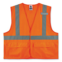 ergodyne GloWear 8225HL Class 2 Standard Solid Hook and Loop Vest, Polyester, Orange, 4X-Large/5X-Large (EGO21179)