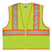 ergodyne GloWear 8229Z Class 2 Economy Two-Tone Zipper Vest, Polyester, X-Small, Lime (EGO21291)