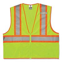 ergodyne GloWear 8229Z Class 2 Economy Two-Tone Zipper Vest, Polyester, X-Small, Lime (EGO21291)
