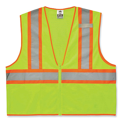 ergodyne GloWear 8229Z Class 2 Economy Two-Tone Zipper Vest, Polyester, X-Small, Lime (EGO21291)