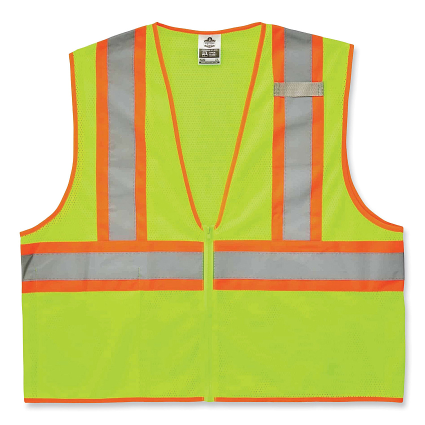 ergodyne GloWear 8229Z Class 2 Economy Two-Tone Zipper Vest, Polyester, X-Small, Lime (EGO21291)