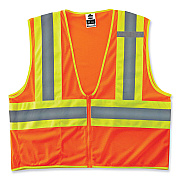 ergodyne GloWear 8229Z Class 2 Economy Two-Tone Zipper Vest, Polyester, X-Small, Orange (EGO21301)