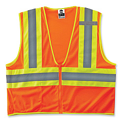 ergodyne GloWear 8229Z Class 2 Economy Two-Tone Zipper Vest, Polyester, X-Small, Orange (EGO21301)