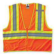 ergodyne GloWear 8229Z Class 2 Economy Two-Tone Zipper Vest, Polyester, 4X-Large/5X-Large, Orange (EGO21309)