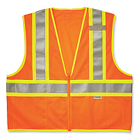 ergodyne GloWear 8230Z Class 2 Two-Tone Mesh Zipper Vest, Polyester, Large/X-Large, Orange (EGO21315)