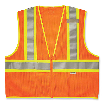 ergodyne GloWear 8230Z Class 2 Two-Tone Mesh Zipper Vest, Polyester, Large/X-Large, Orange (EGO21315)
