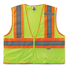 ergodyne GloWear 8230Z Class 2 Two-Tone Mesh Zipper Vest, Polyester, Small/Medium, Lime (EGO21323)