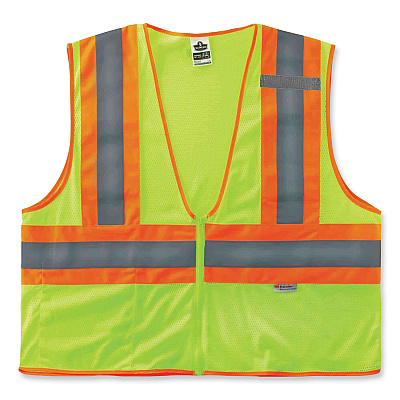 ergodyne GloWear 8230Z Class 2 Two-Tone Mesh Zipper Vest, Polyester, Small/Medium, Lime (EGO21323)