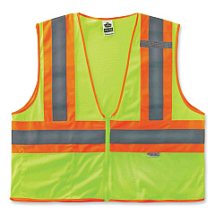 ergodyne GloWear 8230Z Class 2 Two-Tone Mesh Zipper Vest, Polyester, 2X-Large/3X-Large, Lime (EGO21327)
