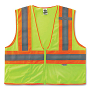 ergodyne GloWear 8230Z Class 2 Two-Tone Mesh Zipper Vest, Polyester, 4X-Large/5X-Large, Lime (EGO21329)