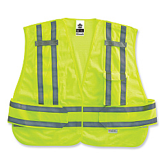 ergodyne GloWear 8244PSV Class 2 Expandable Public Safety Hook and Loop Vest, Polyester, Medium/Large, Lime (EGO21364)
