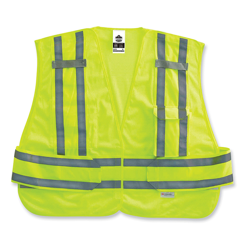 ergodyne GloWear 8244PSV Class 2 Expandable Public Safety Hook and Loop Vest, Polyester, Medium/Large, Lime (EGO21364)