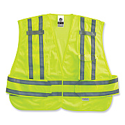 ergodyne GloWear 8244PSV Class 2 Expandable Public Safety Hook and Loop Vest, Polyester, X-Large/2X-Large, Lime (EGO21366)