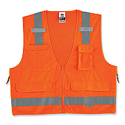 ergodyne GloWear 8250Z Class 2 Surveyors Zipper Vest, Polyester, Large/X-Large, Orange (EGO21415)