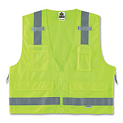 ergodyne GloWear 8250Z Class 2 Surveyors Zipper Vest, Polyester, 2X-Large/3X-Large, Lime (EGO21427)