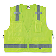 ergodyne GloWear 8250Z Class 2 Surveyors Zipper Vest, Polyester, 4X-Large/5X-Large, Lime (EGO21429)