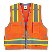 ergodyne GloWear 8254HDZ Class 2 Heavy-Duty Surveyors Zipper Vest, Polyester, 2X-Large/3X-Large, Orange (EGO21457)