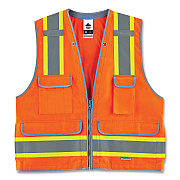 ergodyne GloWear 8254HDZ Class 2 Heavy-Duty Surveyors Zipper Vest, Polyester, 4X-Large/5X-Large, Orange (EGO21459)