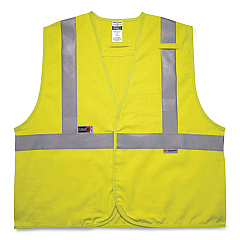 ergodyne GloWear 8261FRHL Class 2 Dual Compliant FR Hook and Loop Safety Vest, Large/X-Large, Lime (EGO21465)