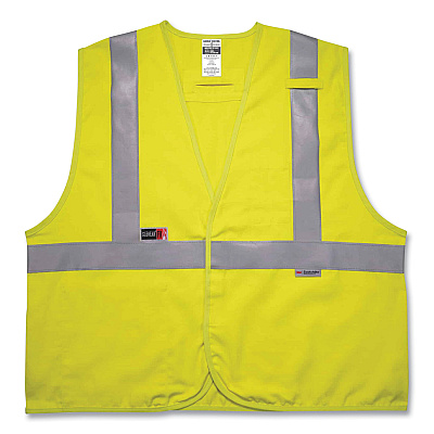 ergodyne GloWear 8261FRHL Class 2 Dual Compliant FR Hook and Loop Safety Vest, 2X-Large/3X-Large, Lime (EGO21467)