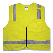 ergodyne GloWear 8262FRZ Class 2 FR Surveyor Zipper Vest, Tencel/Modacrylic/Para-aramid/Kevlar, Small/Medium, Lime (EGO21483)