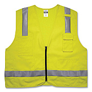 ergodyne GloWear 8262FRZ Class 2 FR Surveyor Zipper Vest, Tencel/Modacrylic/Para-aramid/Kevlar, Large/X-Large, Lime (EGO21485)