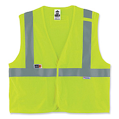 ergodyne GloWear 8260FRHL Class 2 FR Safety Hook and Loop Vest, Modacrylic/Kevlar, 2X-Large/3X-Large, Lime (EGO21497)
