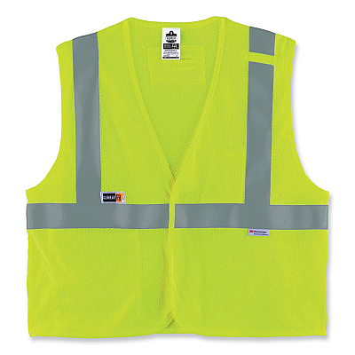 ergodyne GloWear 8260FRHL Class 2 FR Safety Hook and Loop Vest, Modacrylic/Kevlar, 2X-Large/3X-Large, Lime (EGO21497)