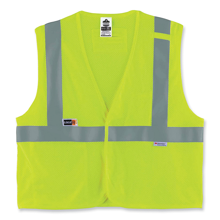 ergodyne GloWear 8260FRHL Class 2 FR Safety Hook and Loop Vest, Modacrylic/Kevlar, 2X-Large/3X-Large, Lime (EGO21497)