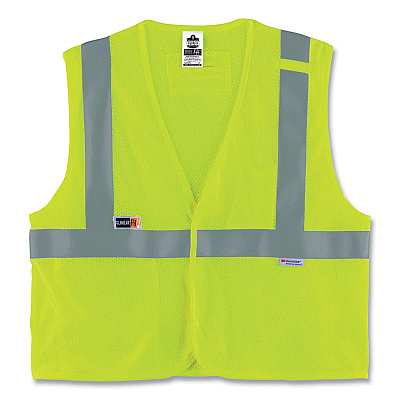ergodyne GloWear 8260FRHL Class 2 FR Safety Hook and Loop Vest, Modacrylic/Kevlar, 4X-Large/5X-Large, Lime (EGO21499)